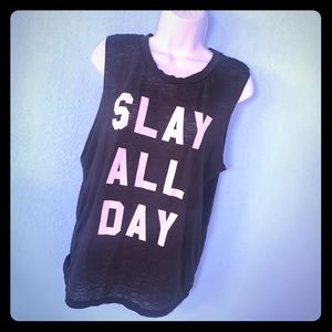 Slay All Day Cut Off Sleeves Tee